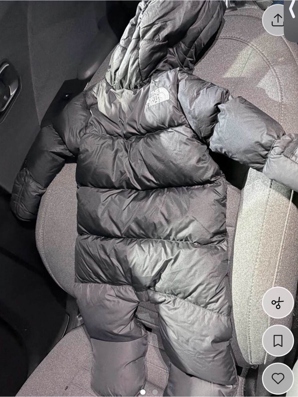 The North Face Black RETRO NUPTSE Infant One-Piece Snowsuit